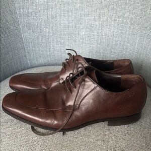 Hugo Boss Brown Leather Derby Oxfords